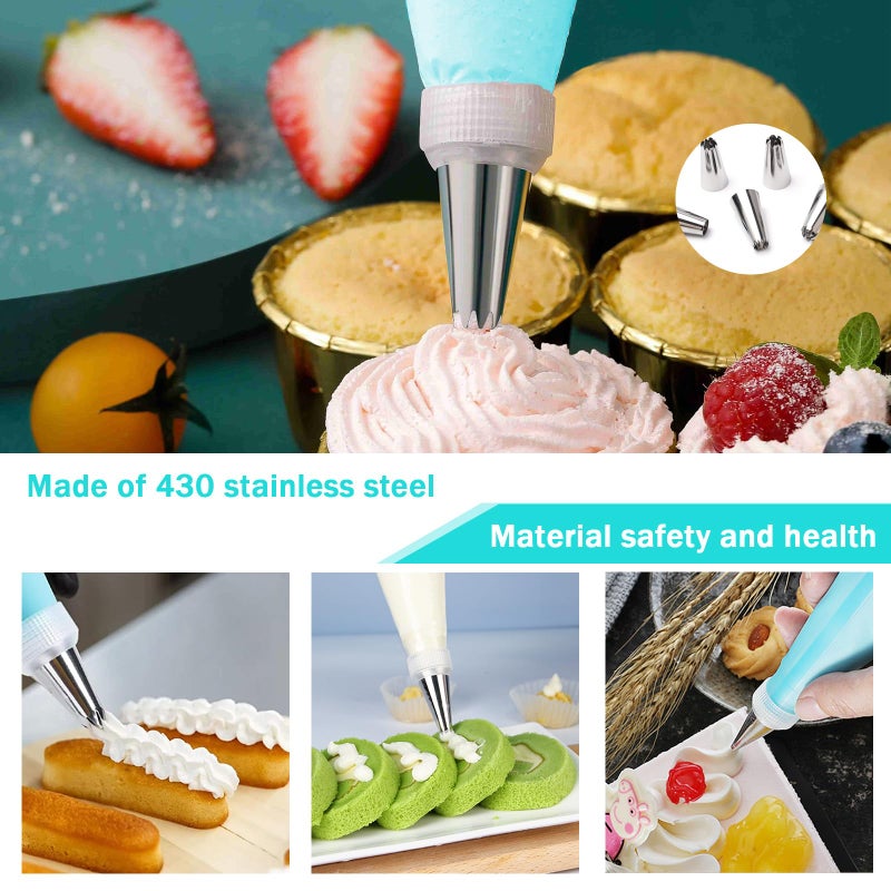 TUICARE Piping Bags Pastry Bag 100PCS 2 Couplers,14 Frosting Tips 3 Cake Scraper 1 Tie, Cupcake Cake Decorating Bags Disposable Cake Icing Decorating Piping Bags Set For Cake Decorating Reusable For Cookies - Image 5